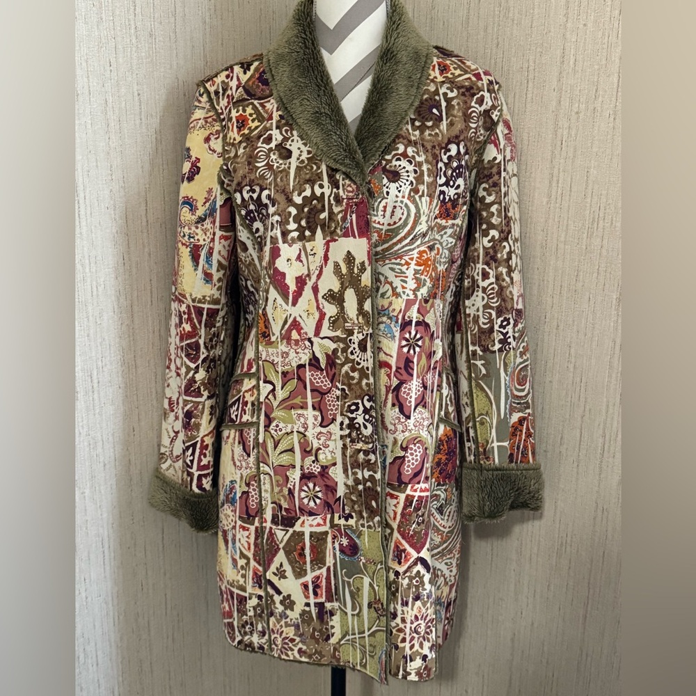 Chicos faux shearling multicolor car coat